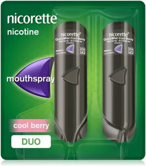Nicorette QuickMist 1mg Cool Berry Mouthspray Duo Pack - 2 x 150 Sprays