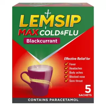 Lemsip Max Cold & Flu Blackcurrant - 5 sachets
