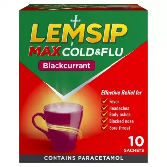 Lemsip Max Cold & Flu Blackcurrant - 10 sachets