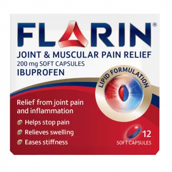 Flarin Joint and Muscular Pain Relief 200mg Soft Capsules - 12 Caps